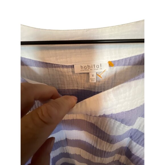Striped Purple & White Boxy Top M By Habitat 100% Cotton - Picture 3 of 4